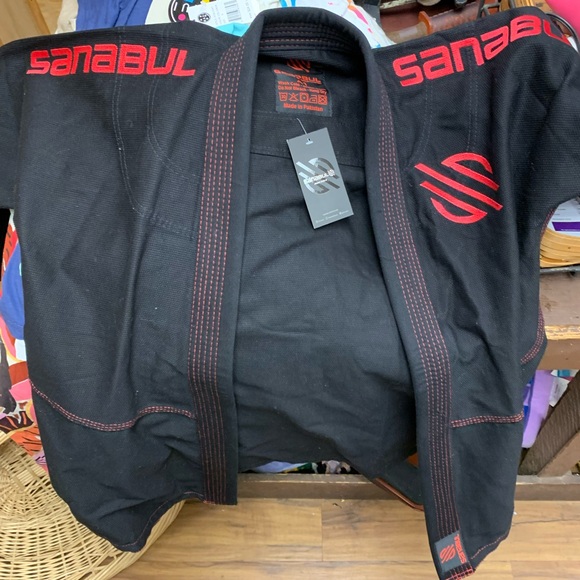 Sanabul A1 Brazilian Jiu-Jitsu Gi-Black with Red Logos - Picture 7 of 9
